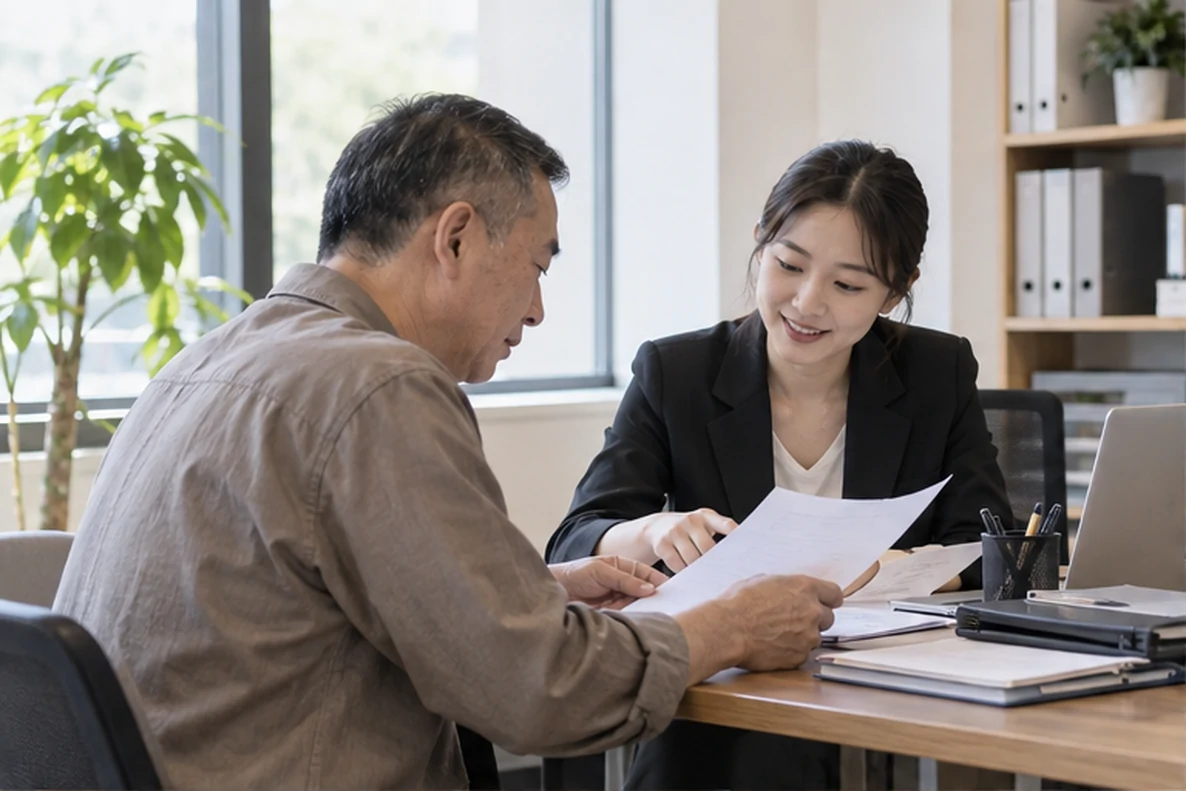 核对注册公司资料与办理事项的服务场景示意