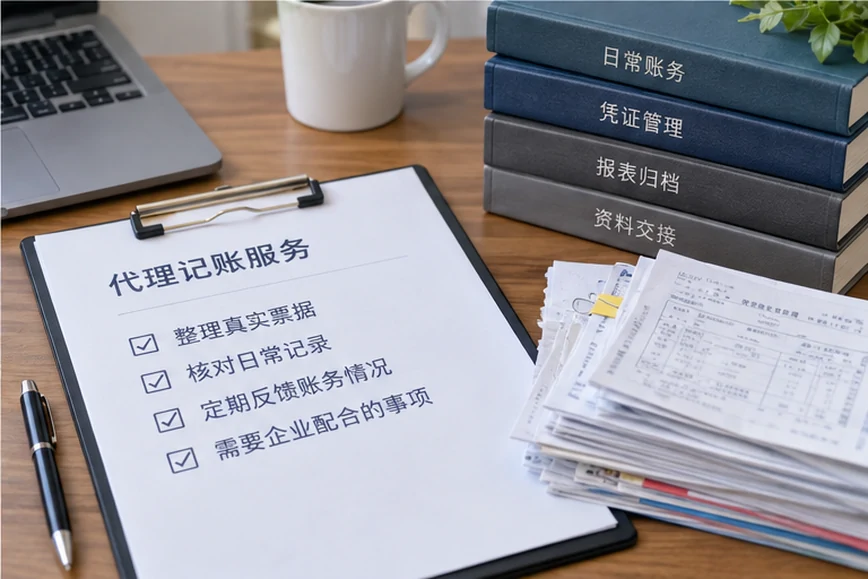 整理企业票据与日常账务资料的服务场景示意