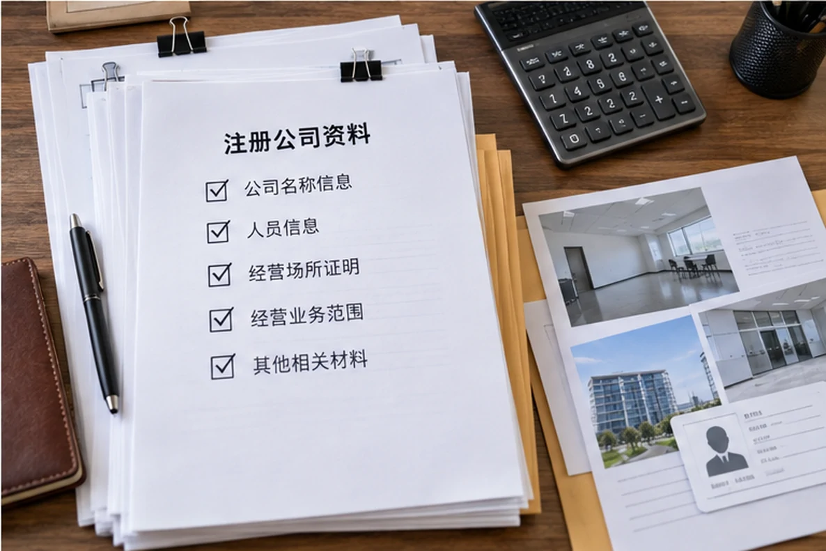 核对注册公司资料与办理事项的服务场景示意