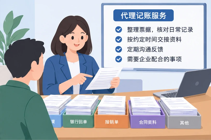 整理企业票据与日常账务资料的服务场景示意