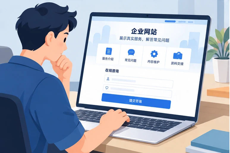企业网站展示业务与服务信息的场景示意