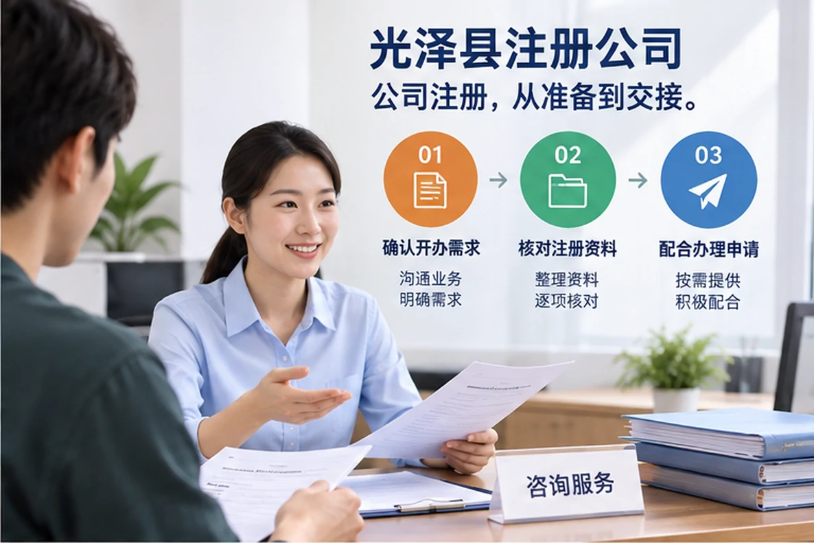 核对注册公司资料与办理事项的服务场景示意