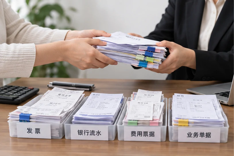 整理企业票据与日常账务资料的服务场景示意