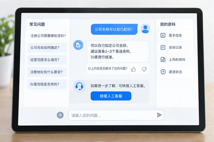 在线客服接待与咨询整理的服务场景示意