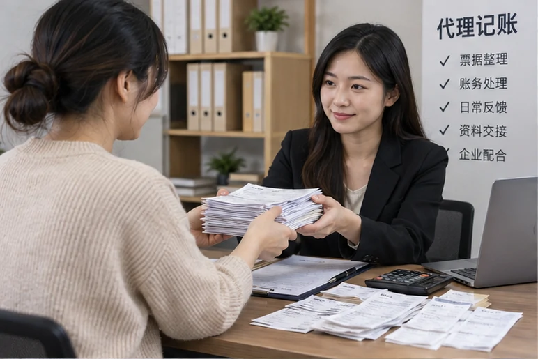 整理企业票据与日常账务资料的服务场景示意