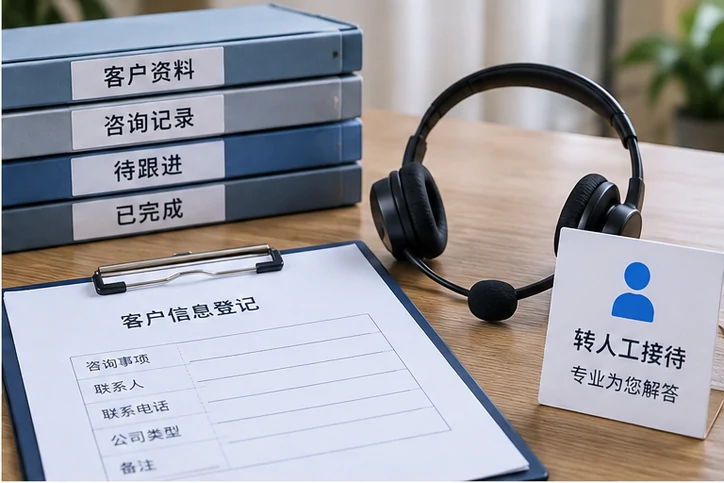 在线客服接待与咨询整理的服务场景示意