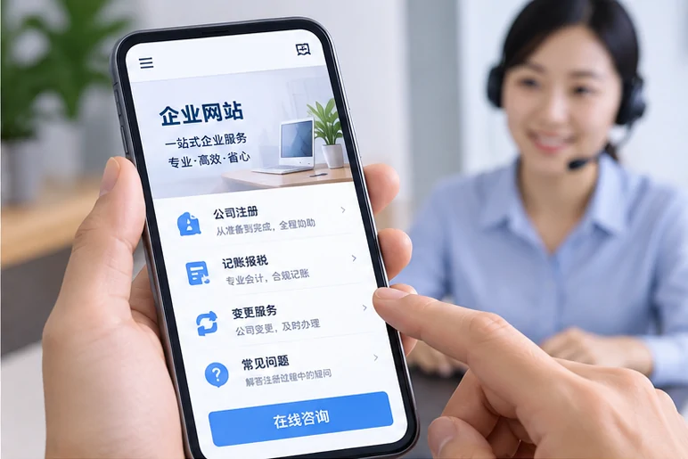 企业网站展示业务与服务信息的场景示意