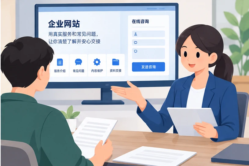 企业网站展示业务与服务信息的场景示意