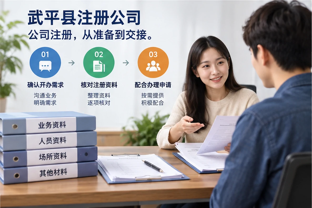 核对注册公司资料与办理事项的服务场景示意