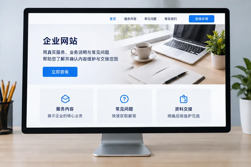 企业网站展示业务与服务信息的场景示意