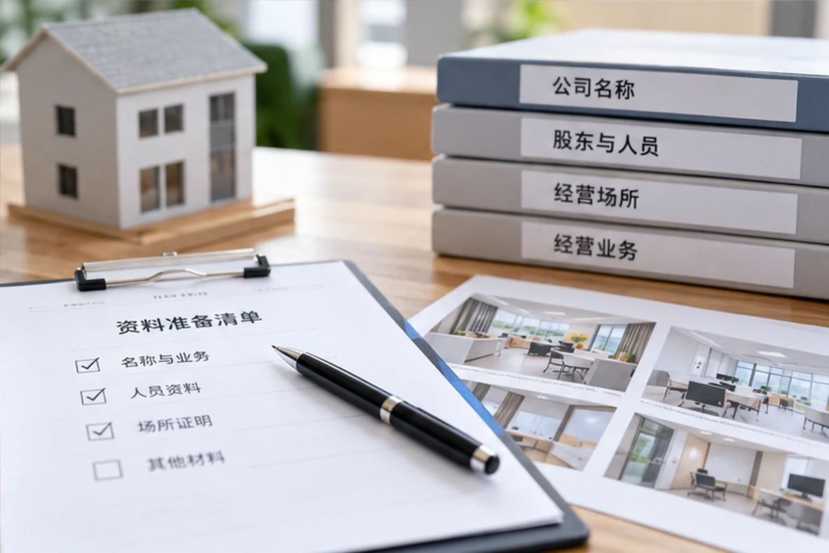 核对注册公司资料与办理事项的服务场景示意