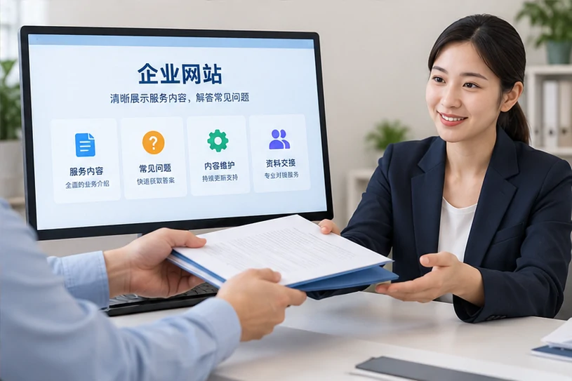 企业网站展示业务与服务信息的场景示意