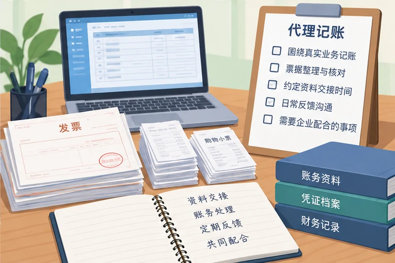 整理企业票据与日常账务资料的服务场景示意