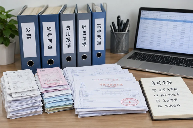 整理企业票据与日常账务资料的服务场景示意