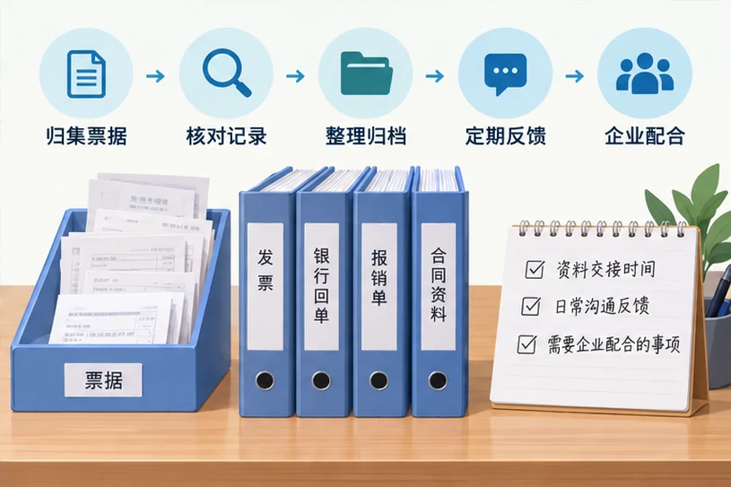 整理企业票据与日常账务资料的服务场景示意