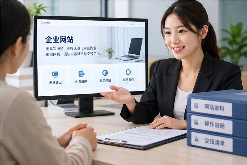 企业网站展示业务与服务信息的场景示意
