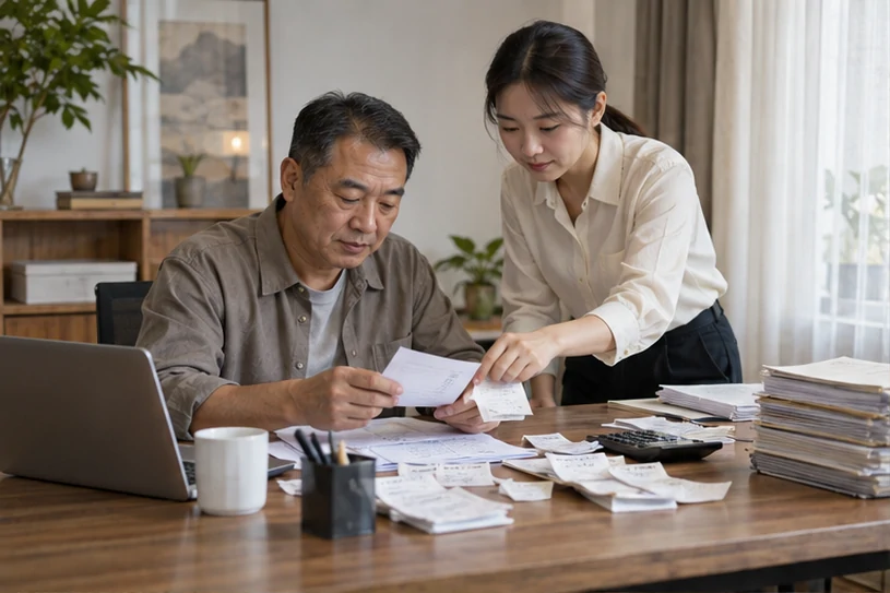 整理企业票据与日常账务资料的服务场景示意