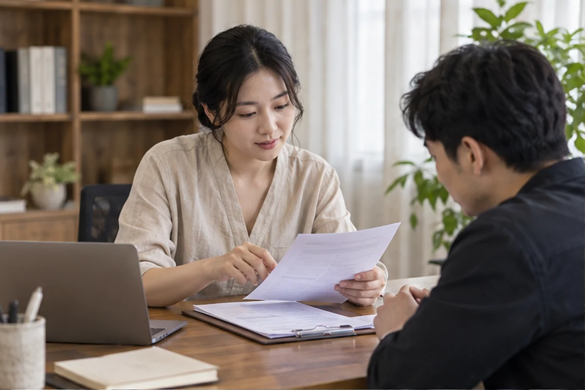核对注册公司资料与办理事项的服务场景示意