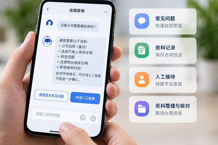 在线客服接待与咨询整理的服务场景示意