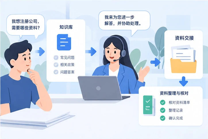 在线客服接待与咨询整理的服务场景示意
