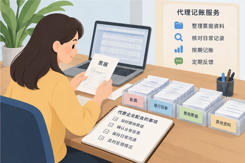 整理企业票据与日常账务资料的服务场景示意
