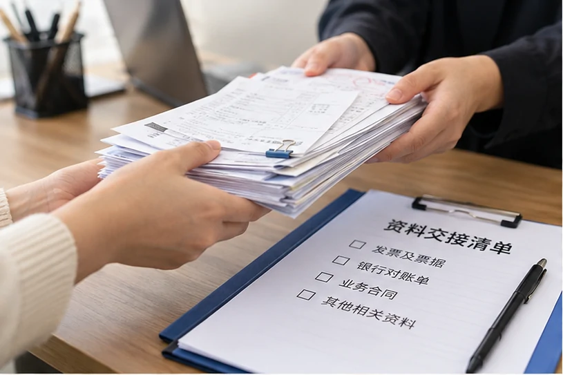 整理企业票据与日常账务资料的服务场景示意