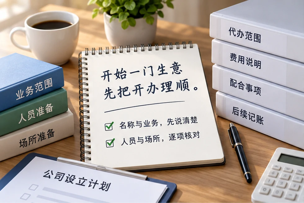 创业者一起整理开办计划的服务场景示意