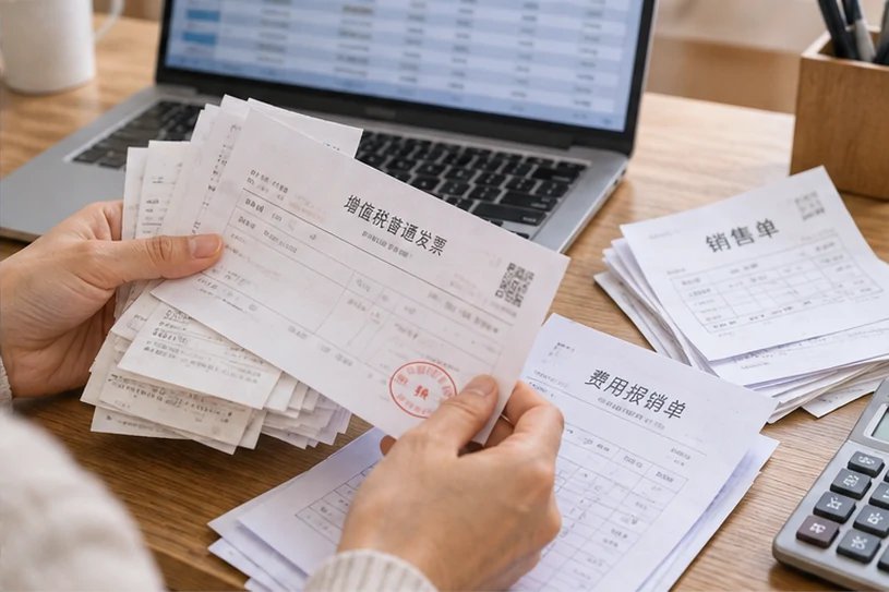 整理企业票据与日常账务资料的服务场景示意