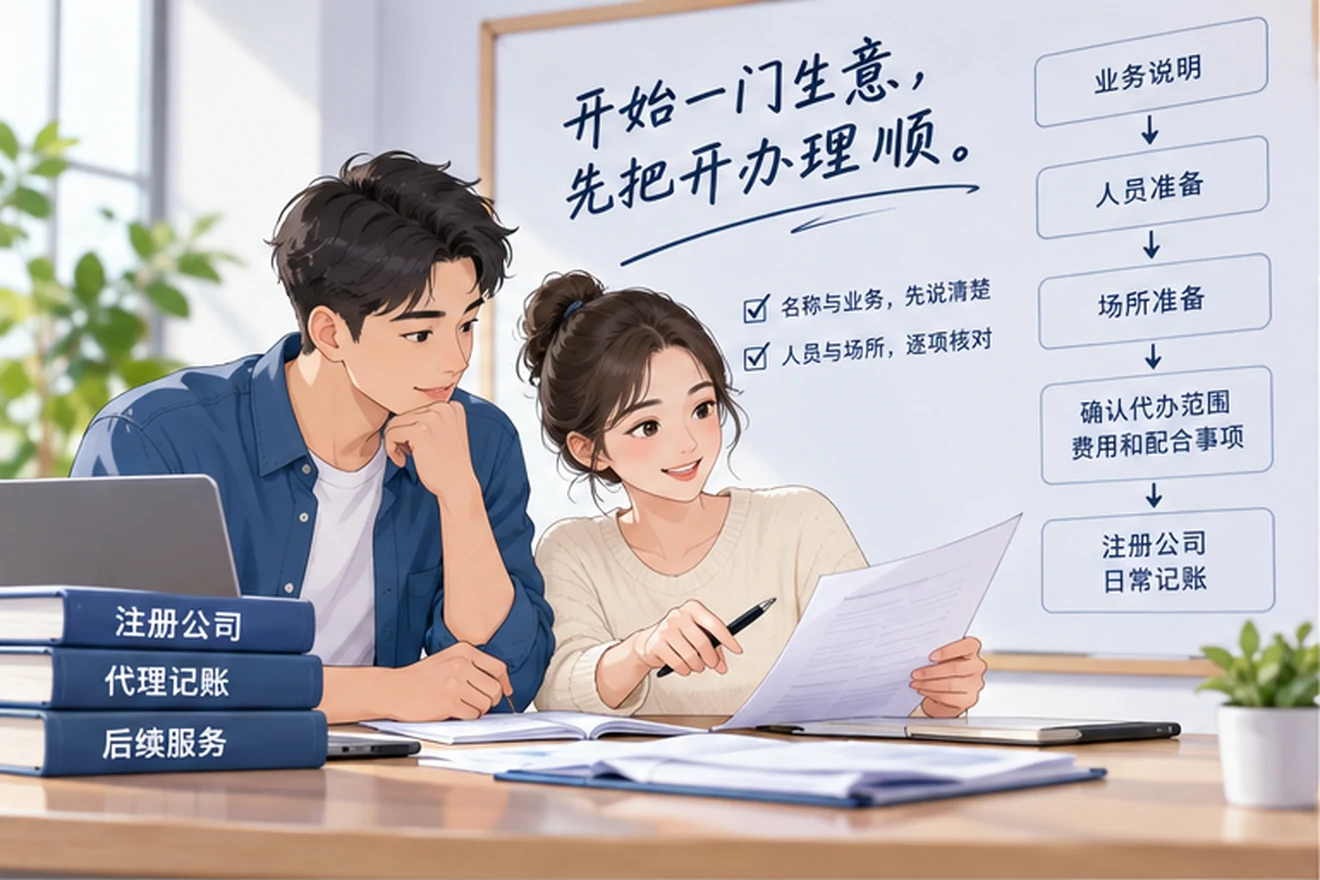 创业者一起整理开办计划的服务场景示意