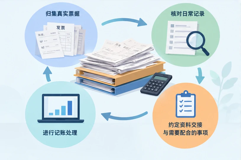 整理企业票据与日常账务资料的服务场景示意