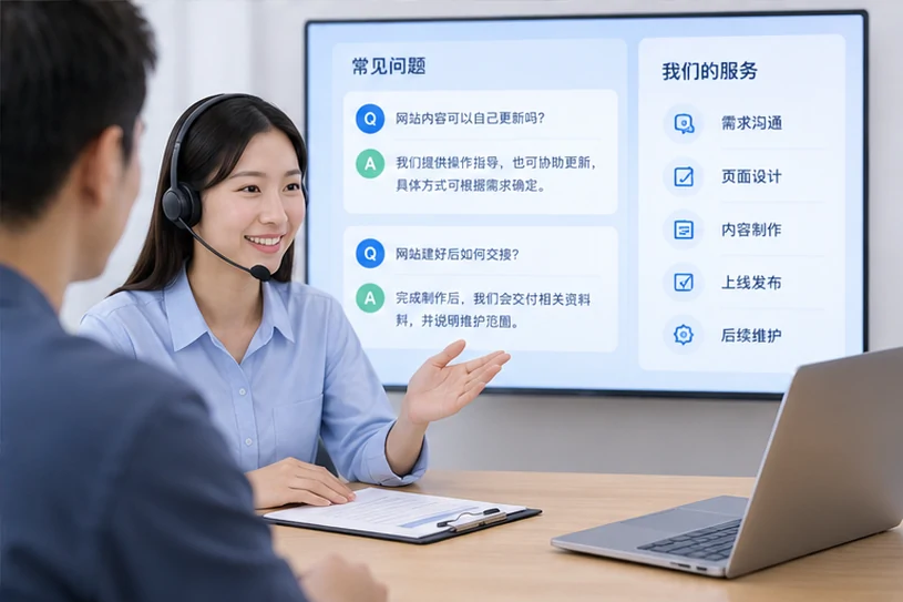 企业网站展示业务与服务信息的场景示意