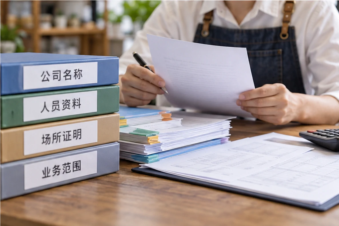 核对注册公司资料与办理事项的服务场景示意
