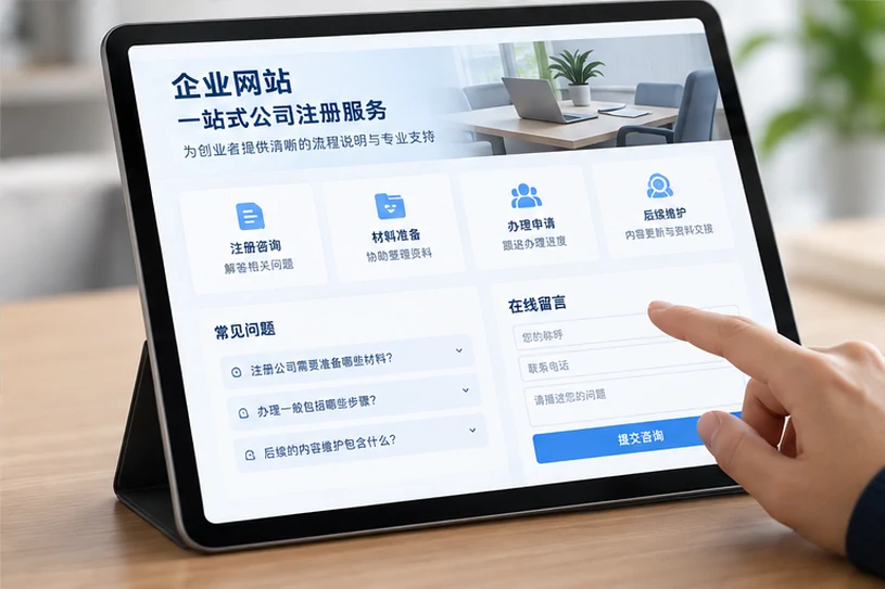 企业网站展示业务与服务信息的场景示意