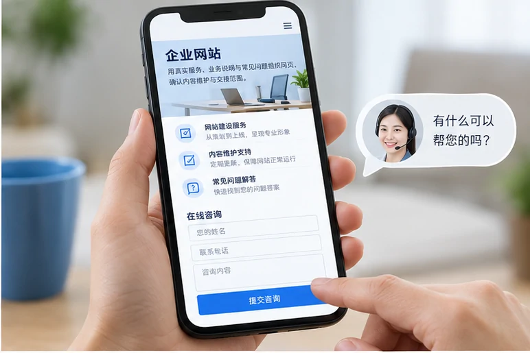 企业网站展示业务与服务信息的场景示意