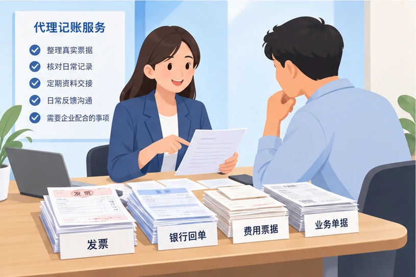 整理企业票据与日常账务资料的服务场景示意
