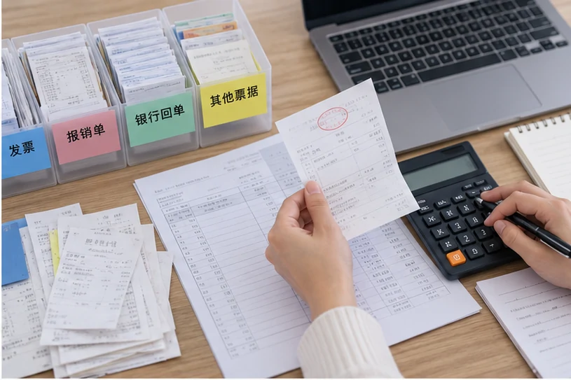 整理企业票据与日常账务资料的服务场景示意