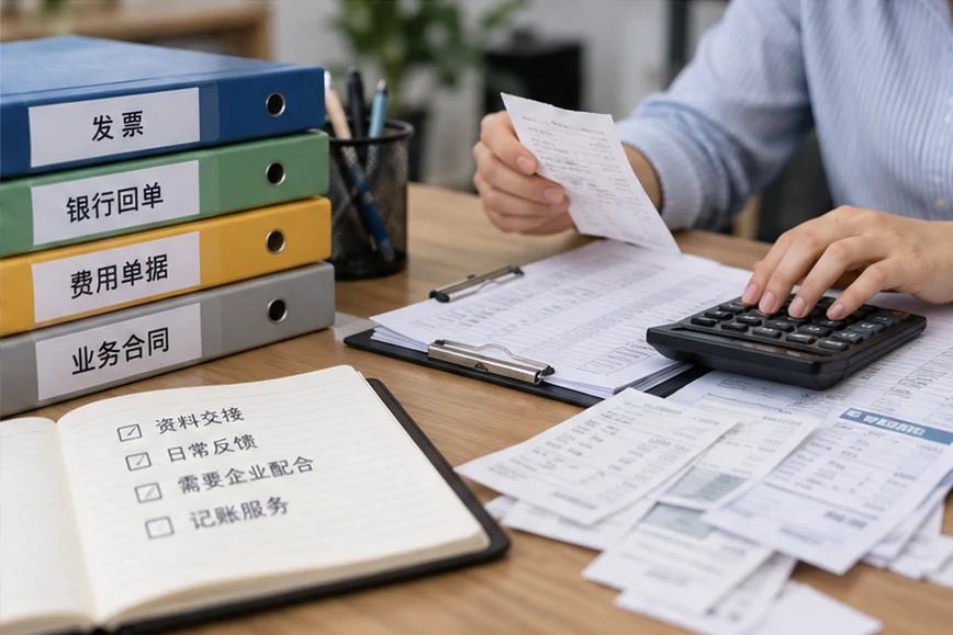 整理企业票据与日常账务资料的服务场景示意