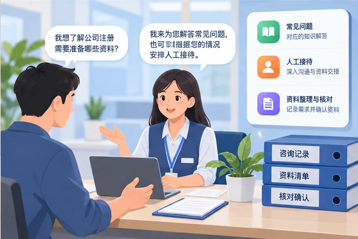 在线客服接待与咨询整理的服务场景示意