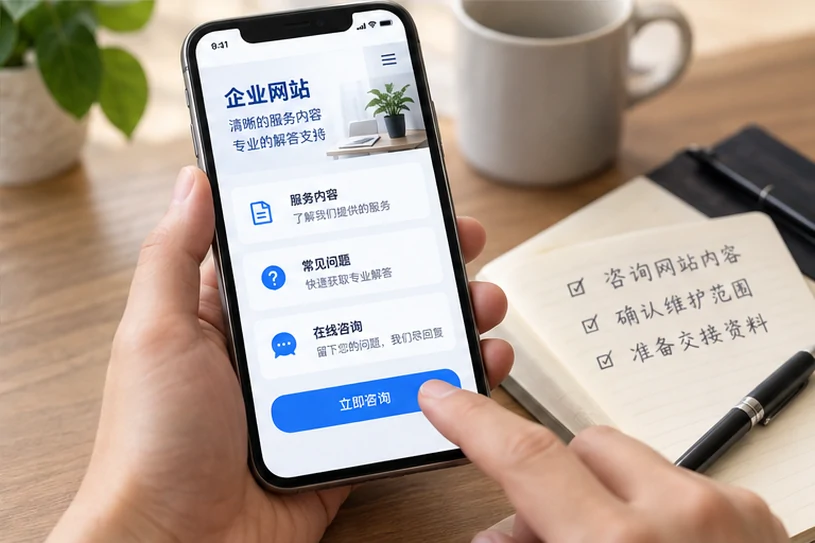 企业网站展示业务与服务信息的场景示意