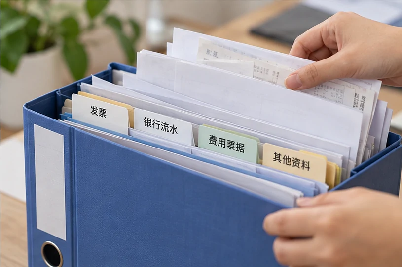 整理企业票据与日常账务资料的服务场景示意