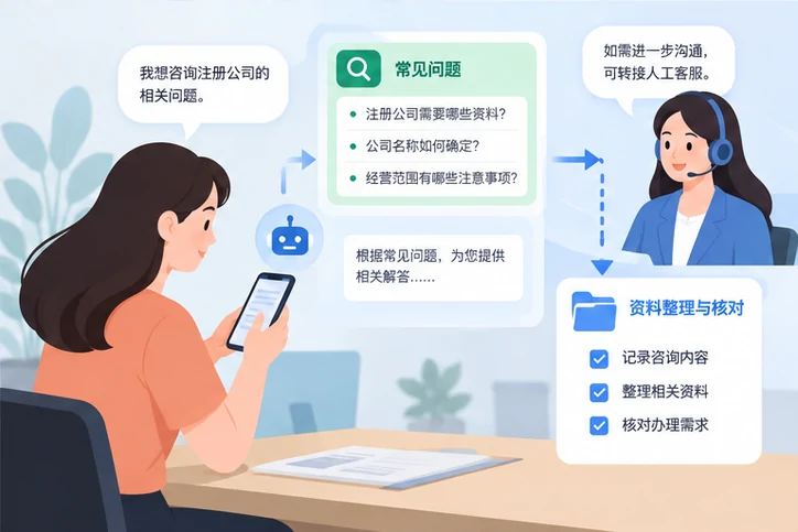 在线客服接待与咨询整理的服务场景示意