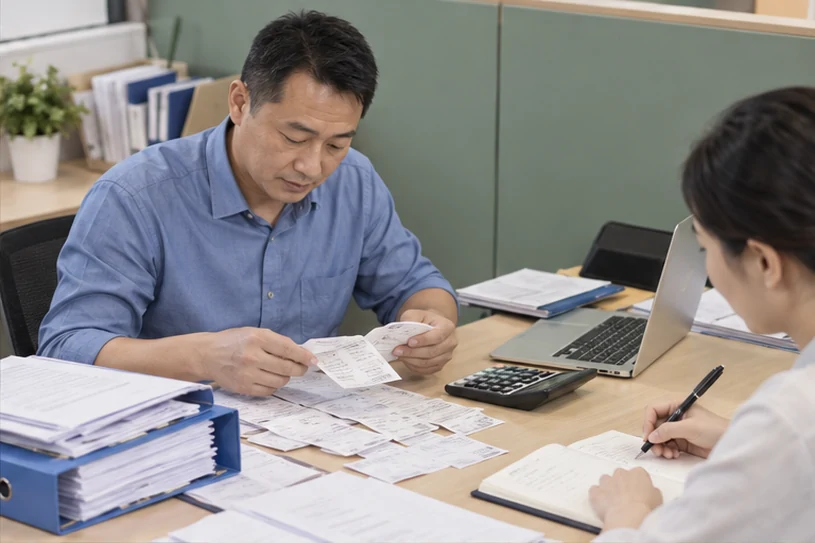 整理企业票据与日常账务资料的服务场景示意