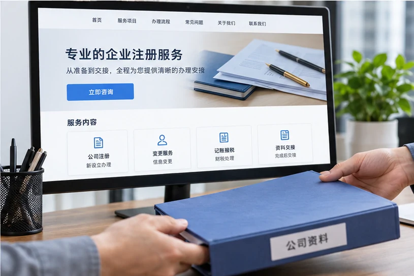 企业网站展示业务与服务信息的场景示意