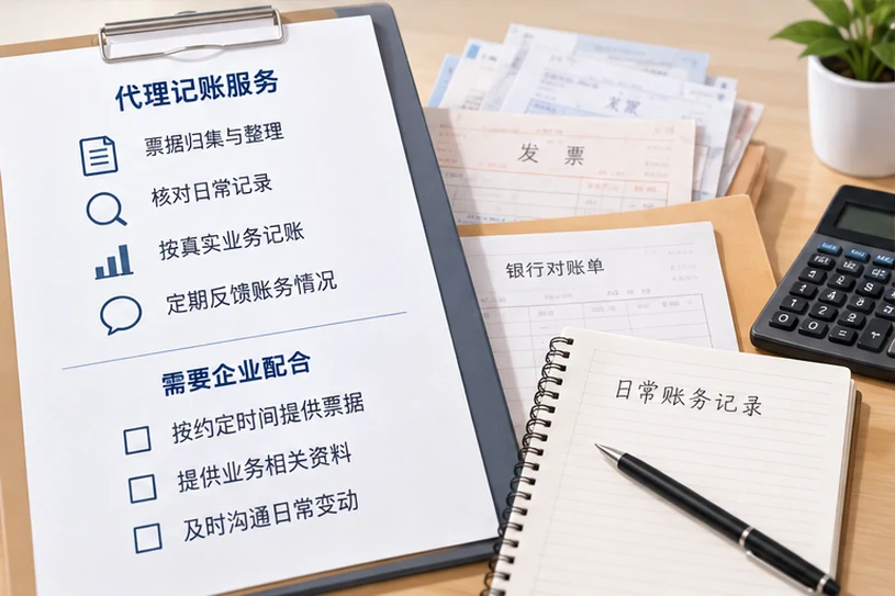 整理企业票据与日常账务资料的服务场景示意