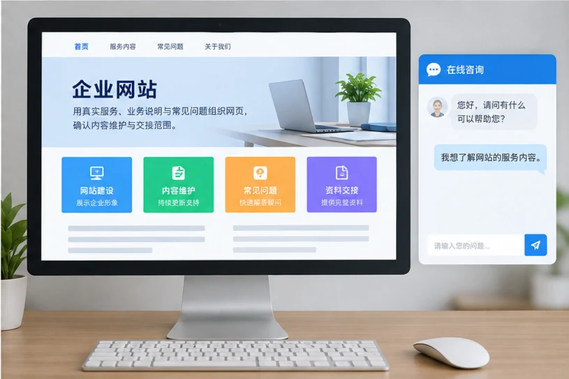 企业网站展示业务与服务信息的场景示意
