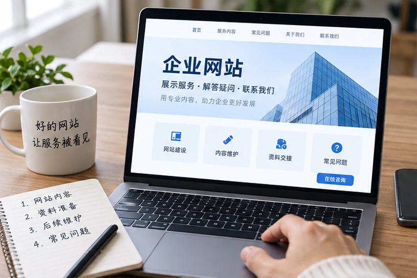 企业网站展示业务与服务信息的场景示意
