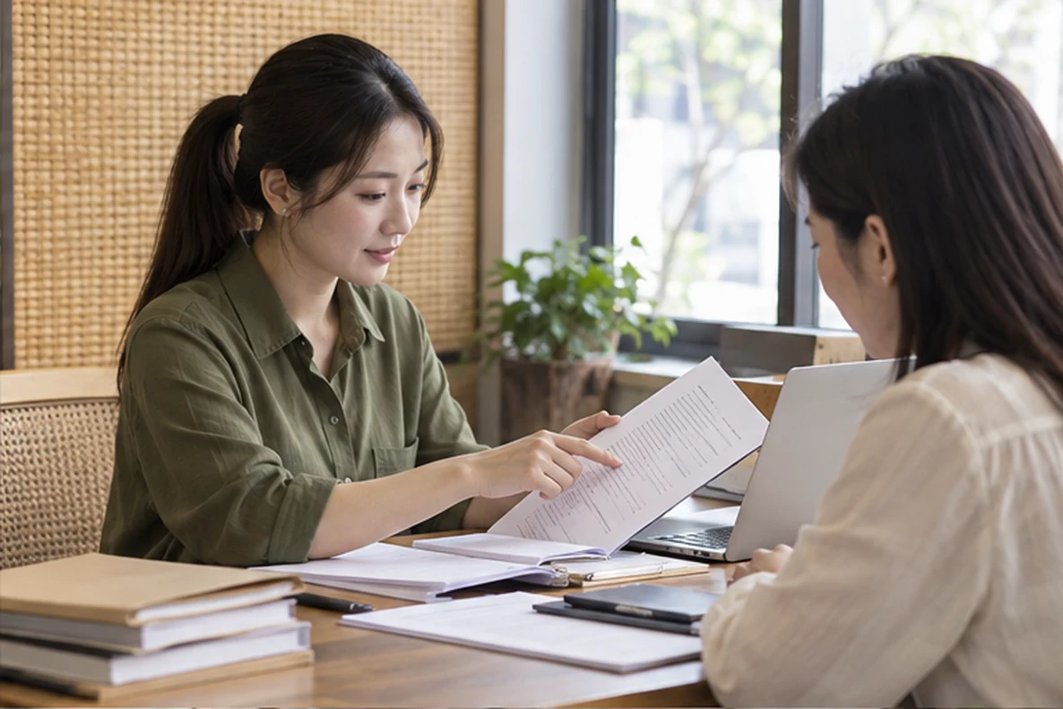 核对注册公司资料与办理事项的服务场景示意