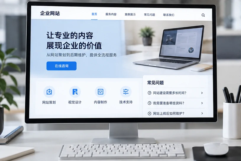 企业网站展示业务与服务信息的场景示意