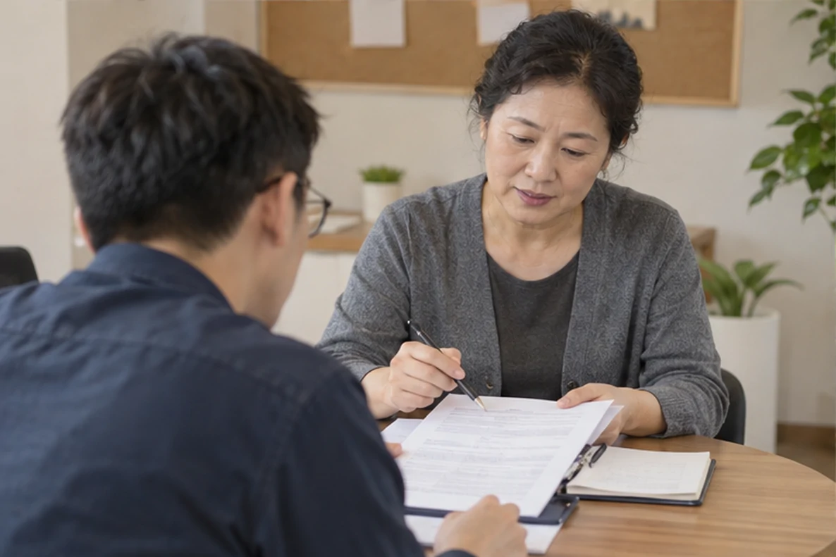 核对注册公司资料与办理事项的服务场景示意