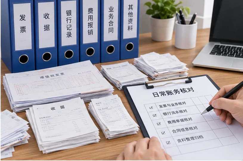 整理企业票据与日常账务资料的服务场景示意